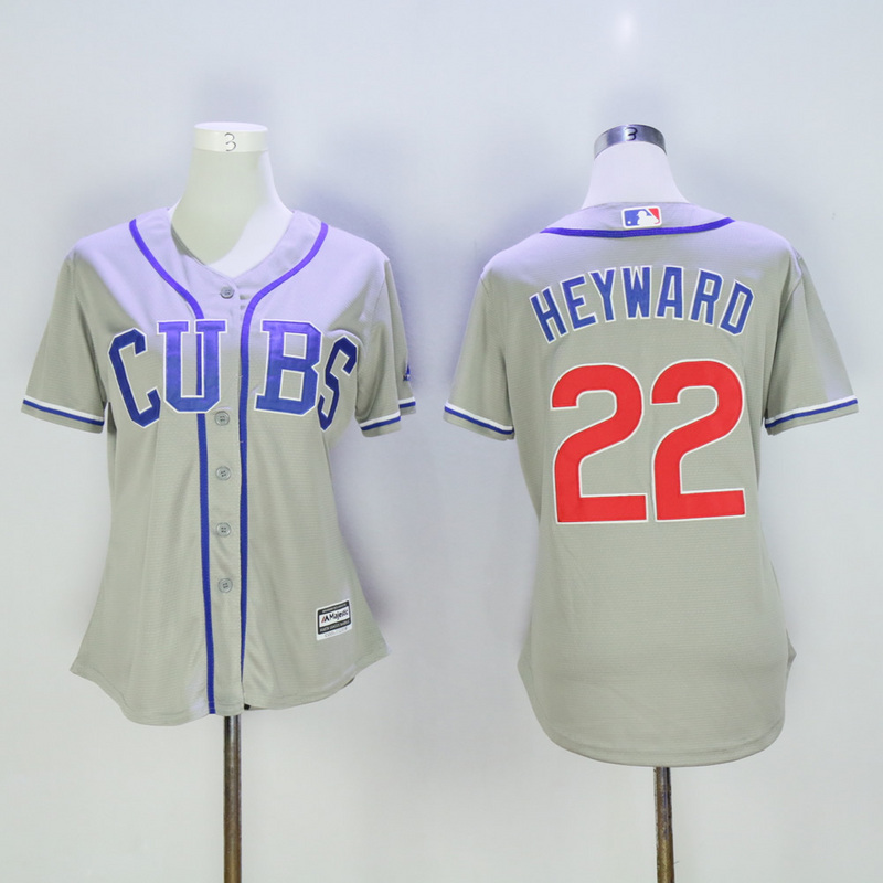 Women Chicago Cubs 22 Heyward Grey MLB Jerseys